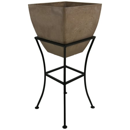 UPC 627606000076 product image for RTS Home Accents 12  Square Garden Planter with Wrought Iron Stand for Indoor or | upcitemdb.com