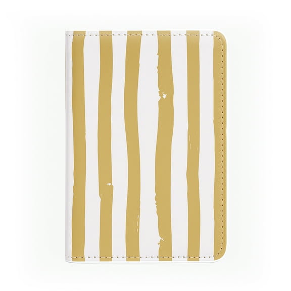 Jolitee Premium PU Vegan Leather Passport Holder, Brown Stripes