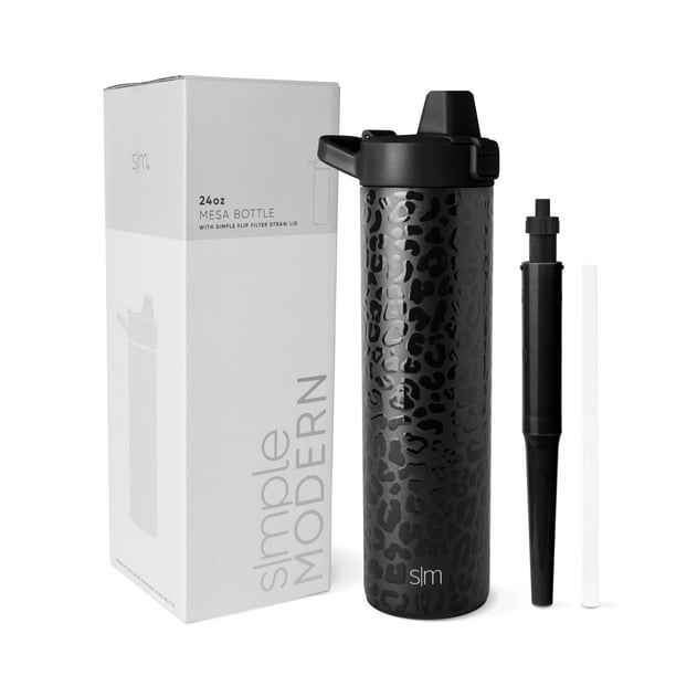 Botella de agua simple, moderna, con aislamiento filtrado, 700 ml, negra