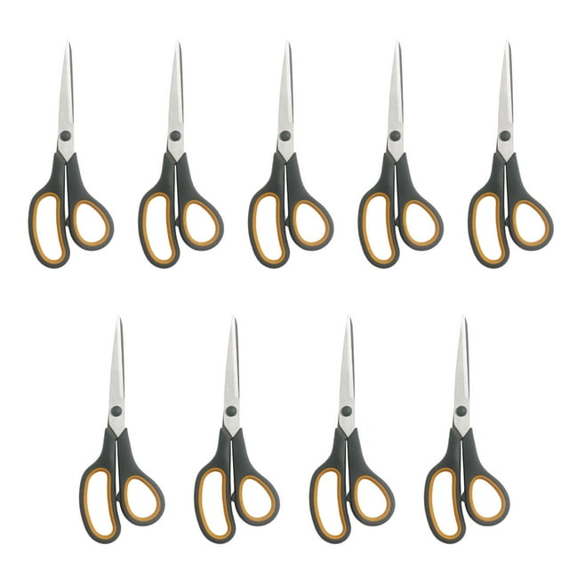 Multipurpose Stainless Steel Scissors with Soft Grip Handles for Craft Stationery and Household Use 9PCS