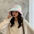 thumbnail image 6 of Diufon Winter Plush Bucket Hat for Women Thickened Warm Brim Hats Cute Fleece Lined Outdoor Windproof Caps, 6 of 7