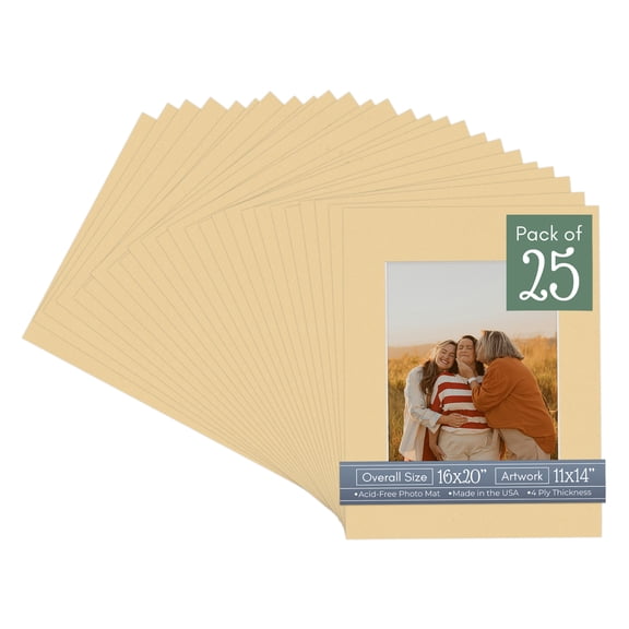 Beige Picture Frame Mat for 16x20 Frames - Fits 11x14 Photos - 25 Mats