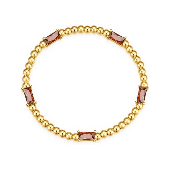 Turandoss Birthday Gifts for Kids Teens Women Toddlers January Birthstone Beaded Bracelets for Women Teen Girl 14k Gold Plated Garnet Red Color Birthstone Friendship Bracelets Trendy Jewelry Gifts