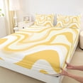 thumbnail image 3 of jejeloiu Geometric Wave Striped Queen Sheet Sets,Abstract Lines Flat Sheet,Yellow Stripes Queen Fitted Sheet For Children,Breathable Home Decor,4 Pieces, 3 of 7