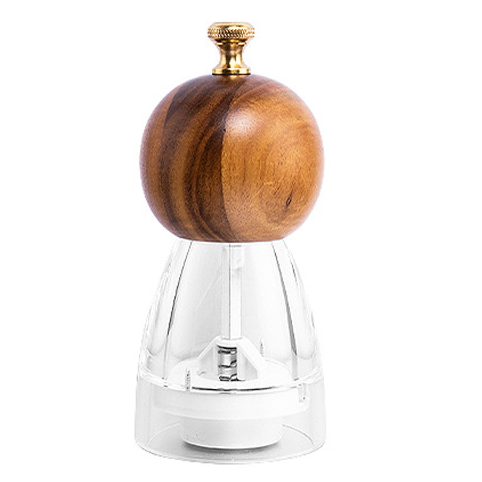 Classic Clear Pepper Grinder Jar,Manual Ground Pepper Mill,Acacia Wood