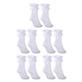 thumbnail image 1 of relayinert White Lightweight Women Lace Socks With Bow For Chic Look Stretchy Opaque Ruffle Lace Socks 5Set, 1 of 6
