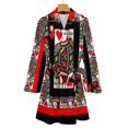 thumbnail image 4 of CASINO RED QUEEN OF HEARTS PATTERN RED-BLACK ART Night Robe Long Sleeve V Neck Robe With Belt Women's Sleepwear Dresses, 4 of 9