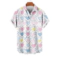 thumbnail image 2 of Awdenio Mens Shirts Hawaiian Shirt for Men Casual Button Down Shirt Short Sleeve Valentine's Day Heart Beach Print Tropical Hawaii Shirts, 2 of 4