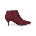 thumbnail image 4 of BLISSFUL STEP Women's Ankle Boots Solid Color Pointed Toe Kitten Heel Burgundy 6.5, 4 of 8