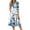Sky Blue, variant on WTOBBY Women's Fashion Forward Round Neck Floral Print 3/4 Sleeve Dress, Contemporary Digital Design Midi Dress with Comfort Fit,Blue L