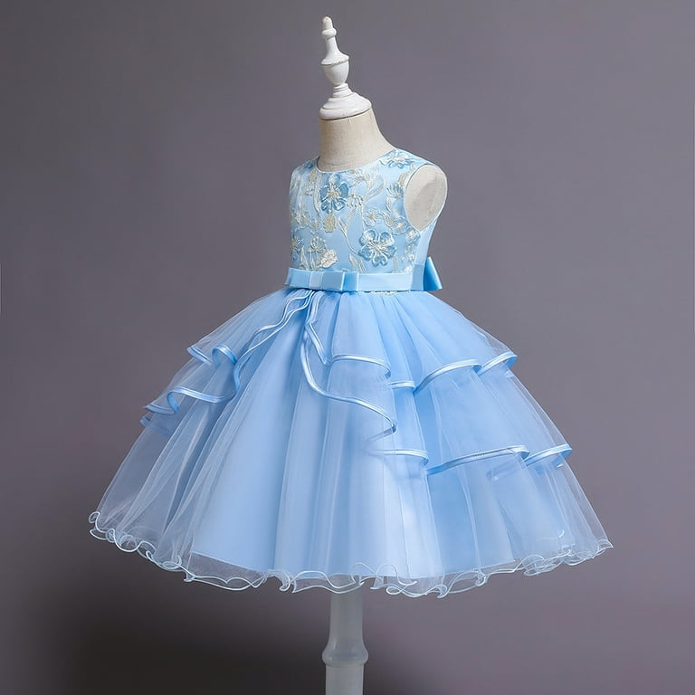 Girl blue gown dress with ruffle for wedding, pageant, graduation, birthday  ages 7 years old.rs old. - Walmart.com