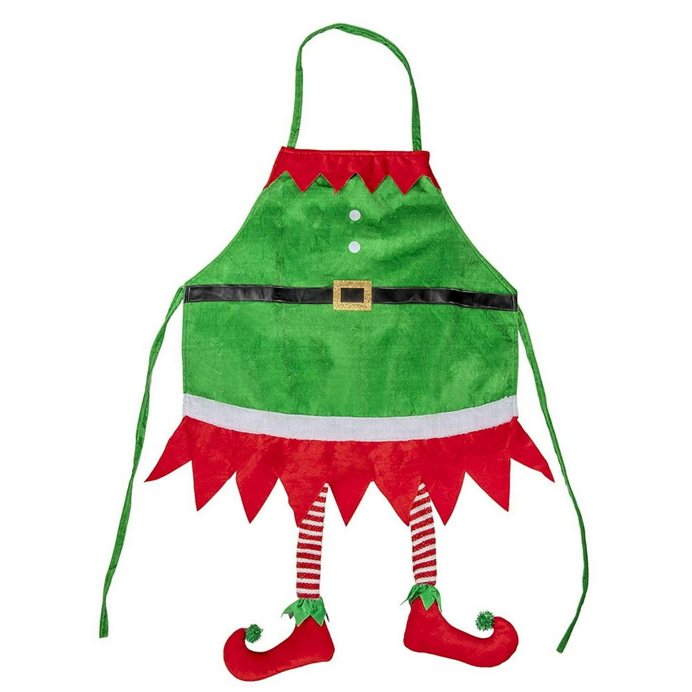 Juvale Christmas Elf Apron Holiday Santa Elf Kitchen Chef Apron with Hanging Legs Design, for