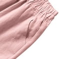 thumbnail image 6 of Wycnly Shorts for Women Shorts for Women Casual Loose Wide Leg Elastic Waist Half Pants Solid Summer Cotton Linen Plus Size Leisure Ladies Shorts with Pocket, 6 of 7