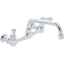 Kitchen Sink No Lead Faucet - DuraSteel 8" Center Wall Mounted Commercial Kitchen Sink Faucet with 6" Swivel Spout - NSF Certified - Dual Lever Handles - Brass Constructed & Chrome Polished