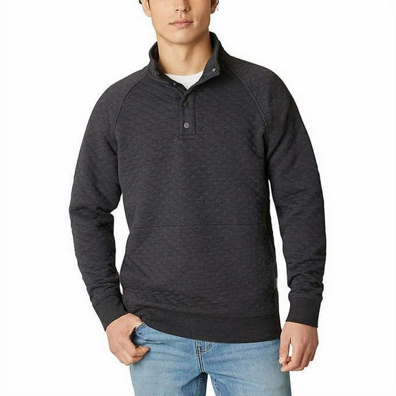 Eddie Bauer Men’s ¼ Snap Quilted Pullover (Gray, Small)