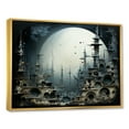 thumbnail image 2 of Designart "Moonlit Temple Of Surreal Cultures" Surrealism landscape Floater Framed Canvas Prints, 2 of 5