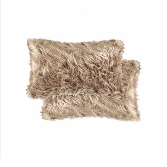 2 Pack Fur Pillow 12'X20 Tan