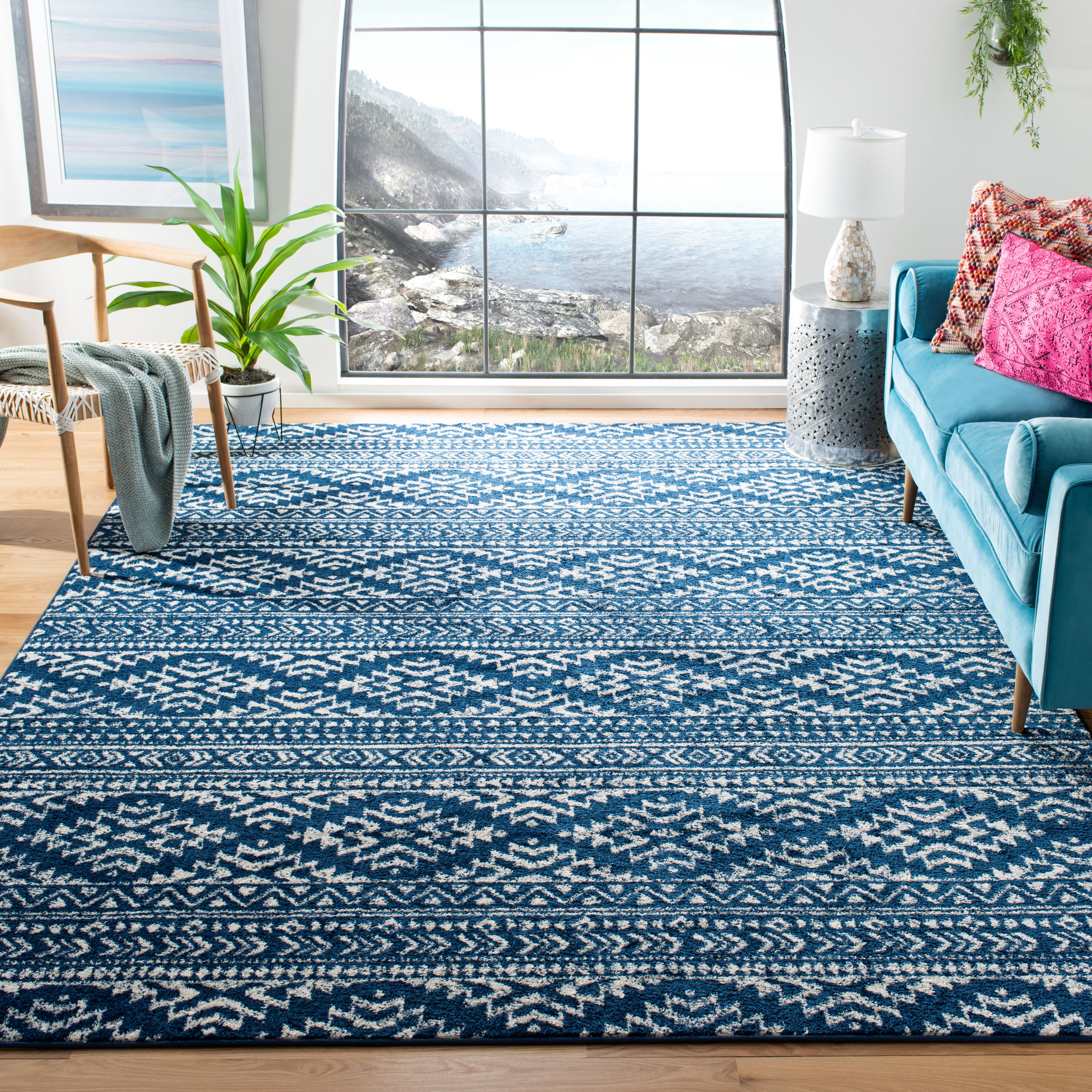 Safavieh Tulum Lakisha Oriental Area Rug, Navy/Ivory, 12' x 18'