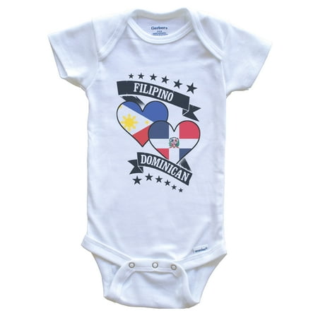 

Filipino Dominican Heart Flags Philippines Dominican Republic Baby Bodysuit 3-6 months white