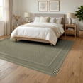 thumbnail image 3 of ODIKA 6'x9' Washable Area Rug Herringbone Vintage Distressed Farmhouse Striped Frame Door Border for Family Room, Living Room, Master Bedroom, Non-Slip, Easy Care, 3 of 7