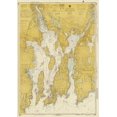 thumbnail image 2 of NOAA Historical Map and Chart Collection 24x32 Gold Ornate Wood Framed with Double Matting Museum Art Print Titled - Nautical Chart - Narragansett Bay ca. 1975 - Sepia Tinted, 2 of 4