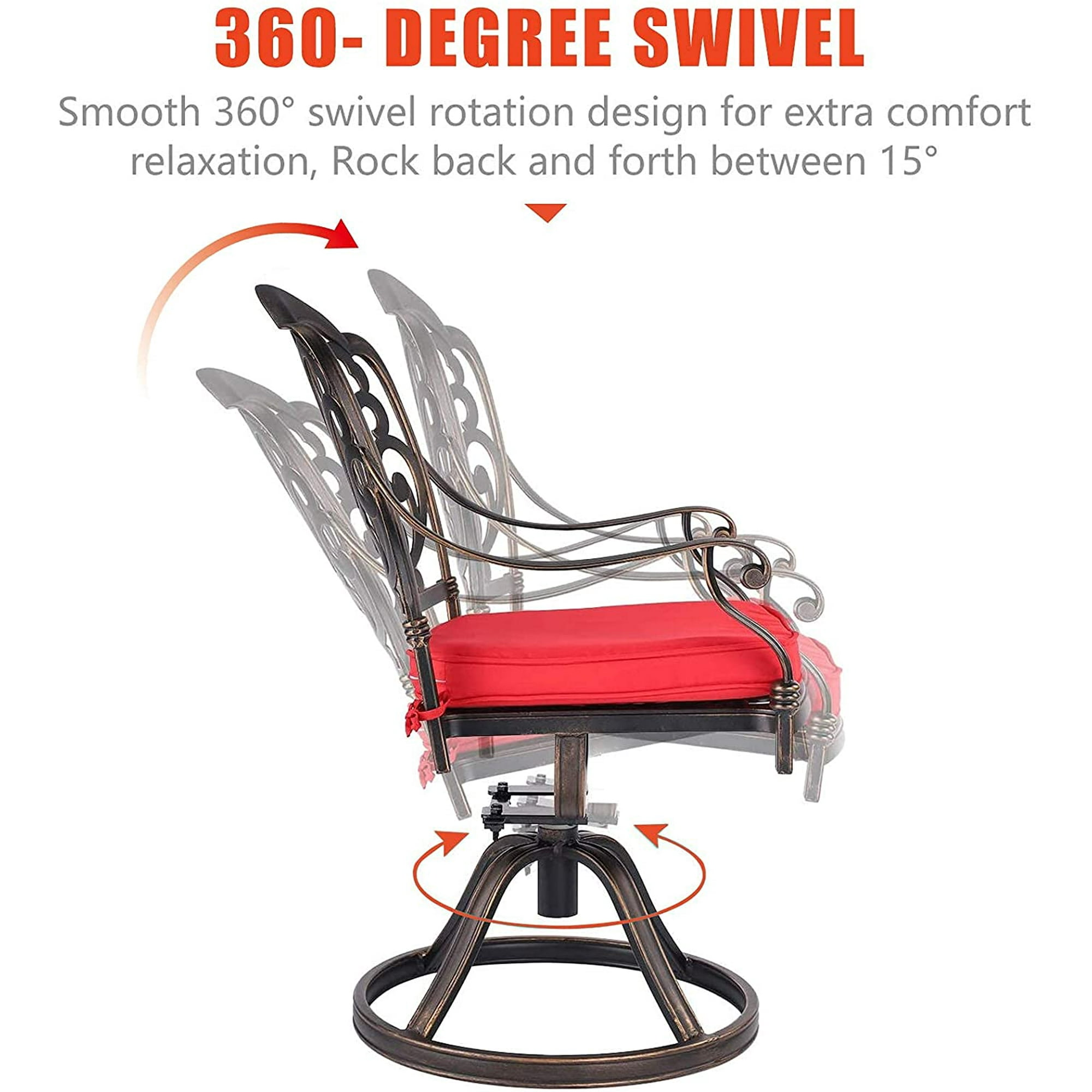2 Piece Outdoor Patio Swivel Dining Chairs With Cushions High Back Cast Aluminum Frame Weather Resistant Metal Furniture For Lawn Garden Backyard Rocker Khaki Canada 2 Piece Outdoor Patio Swivel Dining, High Back Swivel Rocker Patio Chairs With Cushions