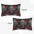 thumbnail image 4 of Balery Skull And Red Roses Pillow Covers,Bed Pilowcases,Reversible Plush Throw Pillow Covers End Pillow Encasement,Pillow Case - 16"X24", 4 of 9