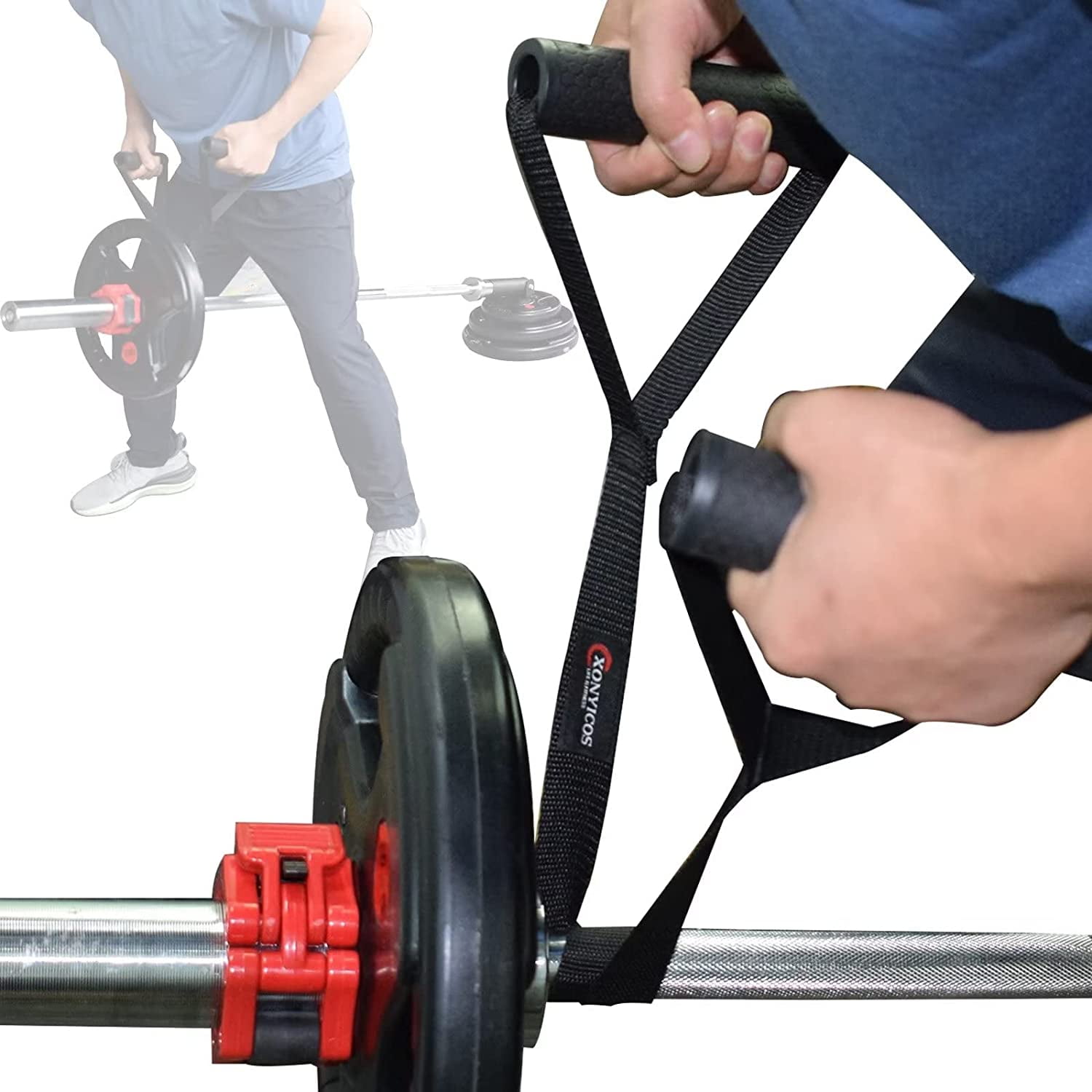 Gym Portable T Bar Row Straps Handle for Olympic Bars Barbell Grips