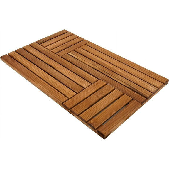 Teak Wood Bath Mat, 32 x 20 inch Large Wooden Shower Mat for Bathroom, Non Slip Wood Floor Sturdy Mat for Inside Shower Luxury Spa Home or Outdoor