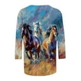 thumbnail image 4 of Horse Racing Printed Tunic Tops for Women Round Neck Tee 3/4 Sleeve Tops Loose Fitted Tunic Blouses Plus Size Baggy Boho Dressy Shirts Dressy CaUSAl Tunic Blouse Workout Going Out Outfits, 4 of 5