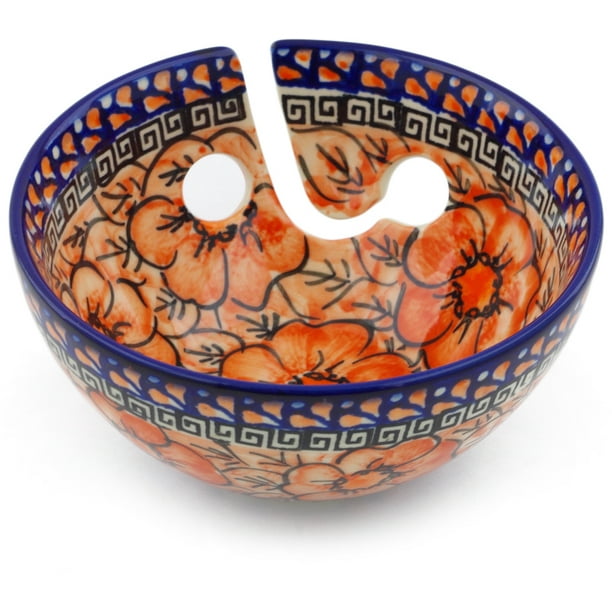 Polish Pottery 6 Inch Yarn Bowl Fire Poppies Theme Signature Unikat Hand Painted In Boleslawiec Poland Certificate Of Authenticity Walmart Com Walmart Com