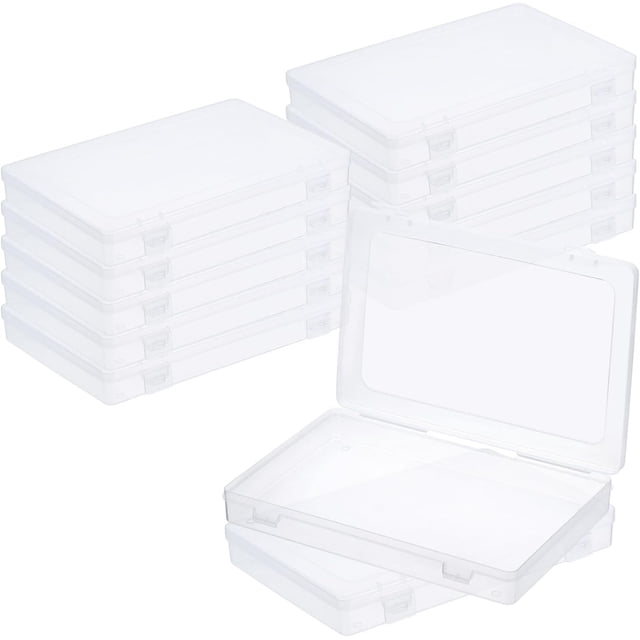 xx. Clear Storage Box with Hinged Lid Plastic Stackable Rectangle Organizer Container for Beads Jewelry Small Items Art Craft Projects