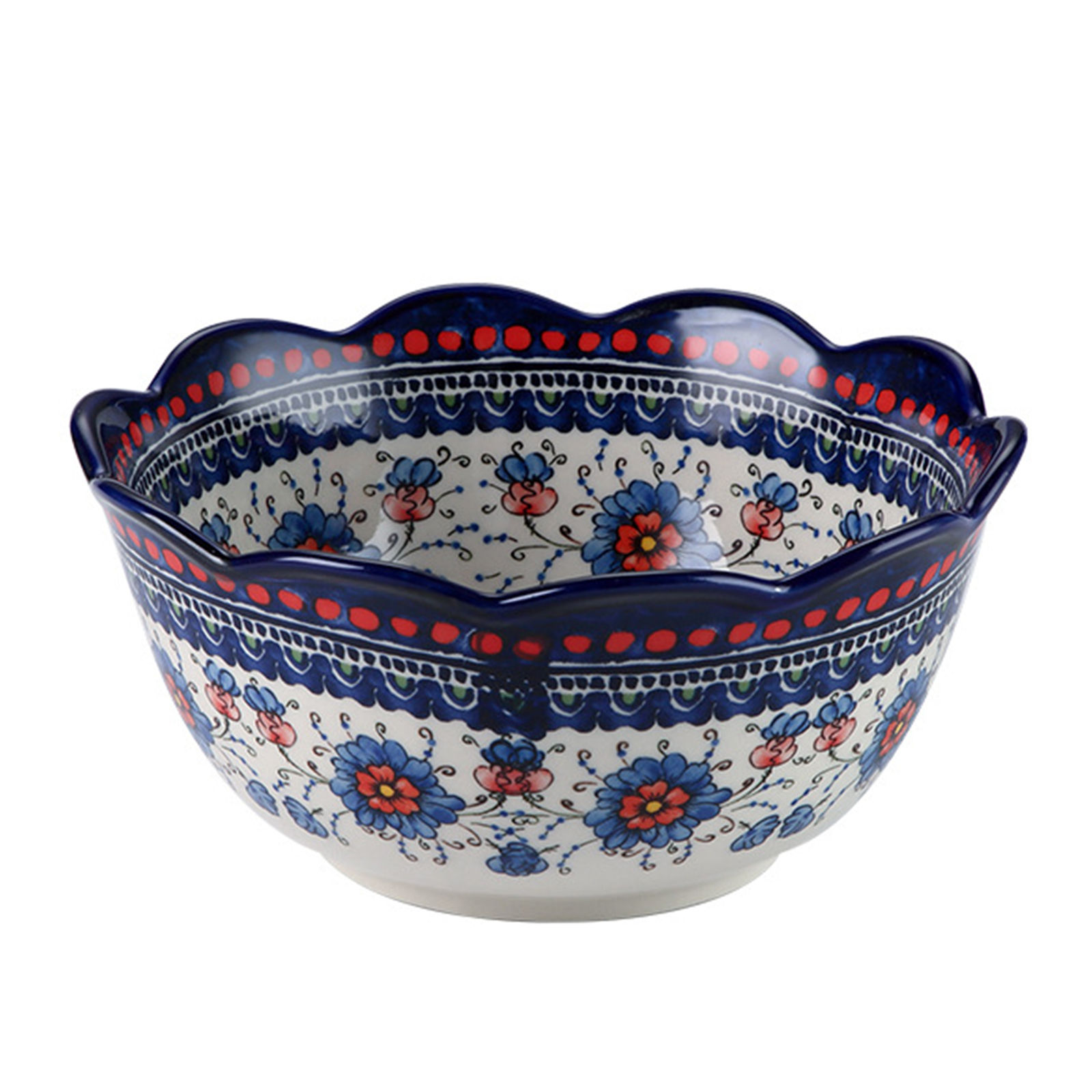Qeeadeea Large Ceramic Salad Bowl Colorful, 8" Porcelain Soup Bowl Oven