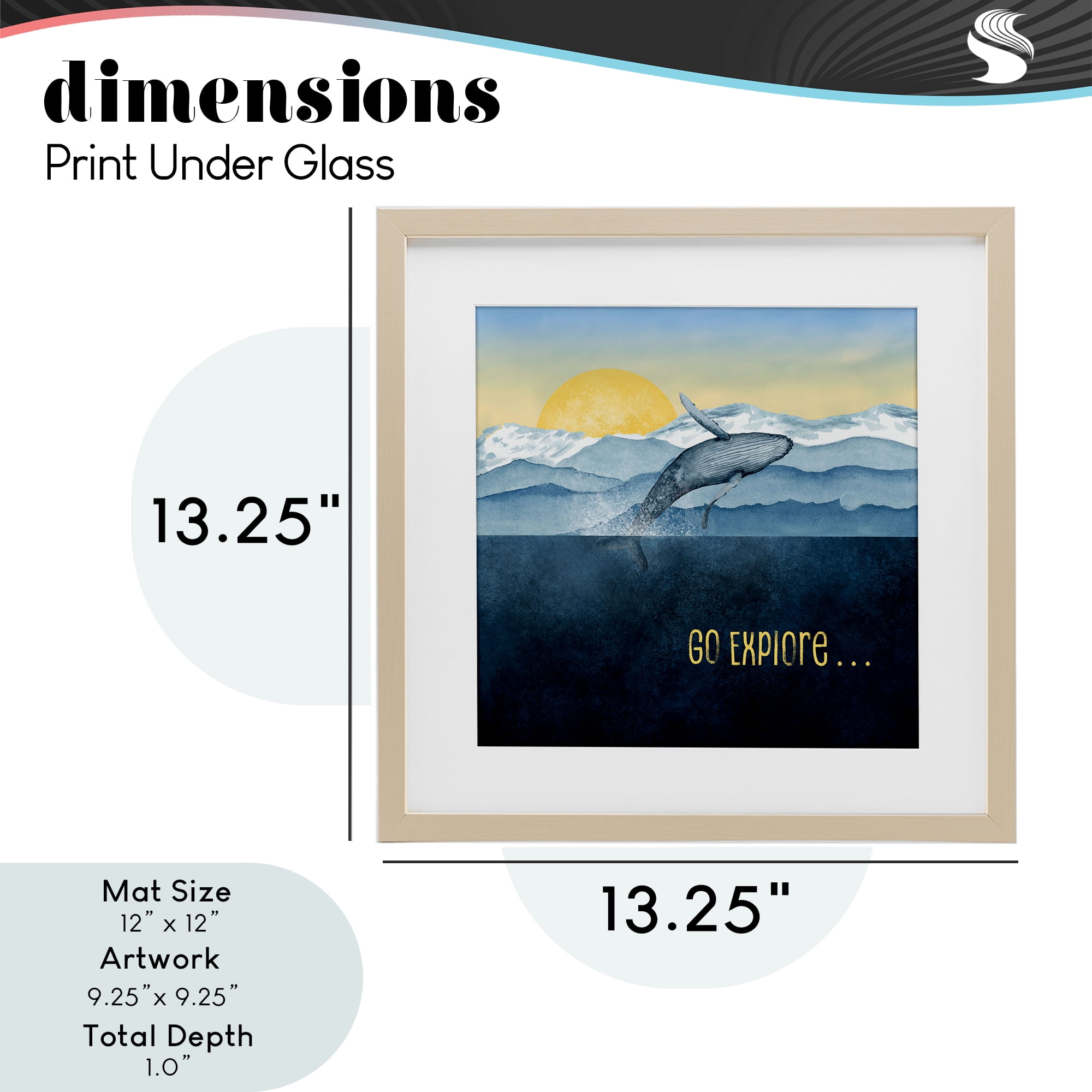 Go Explore Whale Breach Birch Framed Print Under Glass, design by Brett Blumenthal