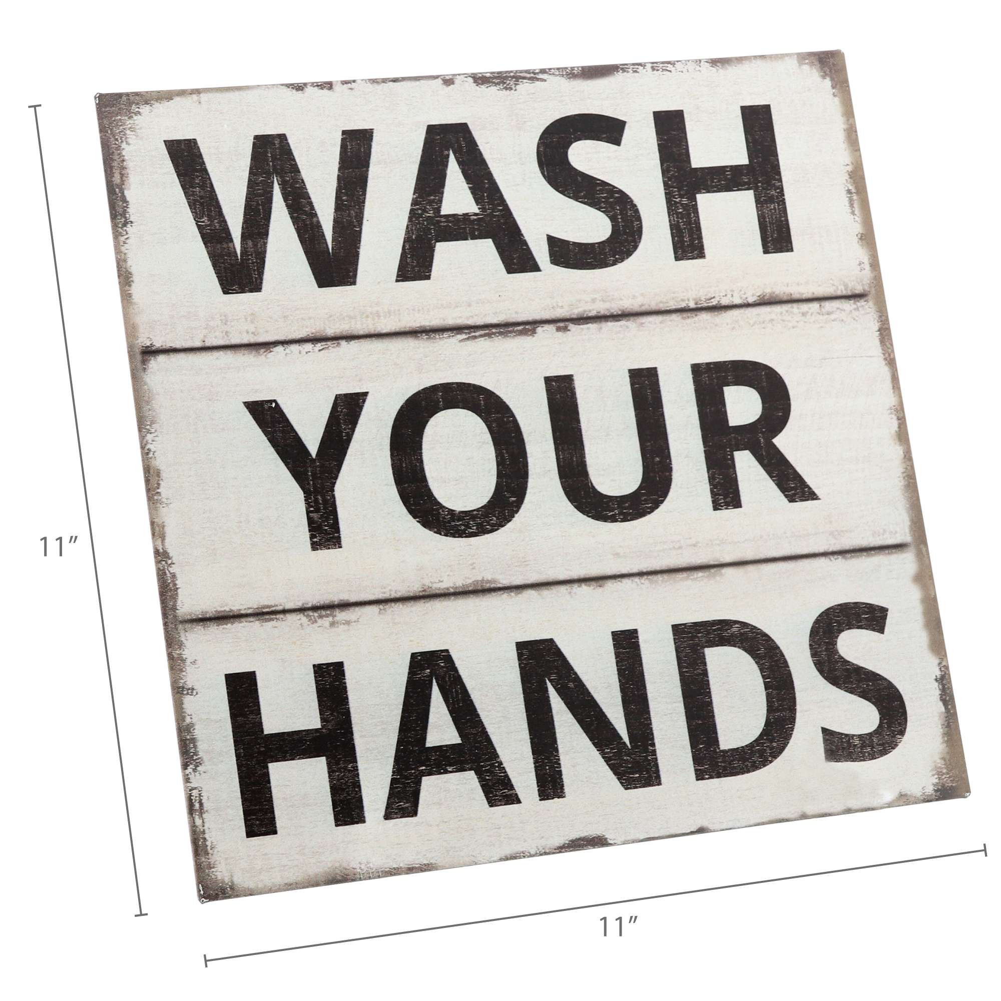Barnyard Designs Wash Your Hands Sign Primitive Country Farmhouse Bathroom Quotes Home Decor Sign 11” x 11” - image 4 of 7