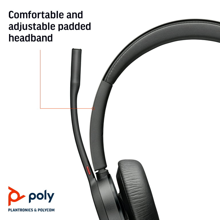 Poly Voyager 4320 UC Wireless Headset (Plantronics) - Headphones with Boom  Mic - Connect to PC/Mac via USB-A Bluetooth Adapter, Cell Phone via  Bluetooth