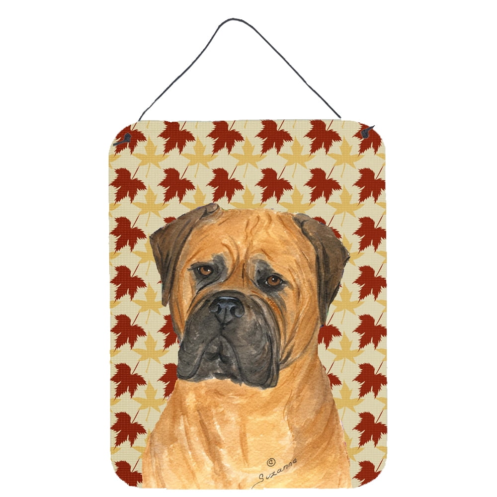 Bullmastiff Fall Leaves Portrait Aluminium Metal Wall or Door Hanging Prints