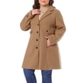 thumbnail image 4 of Agnes Orinda Women's Plus Size Notched Lapel Elegant Fall Winter Overcoat 4X Camel, 4 of 6