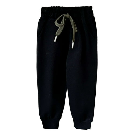 Aocisk Kids Sweatpants Soft Casual Straight Leg Athletic with Drawstring Pockets for Boys Girls Girls Trousers Black 18-24 Months