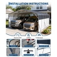 thumbnail image 4 of 20x25 FT Heavy Duty Metal Carport - Outdoor Portable Garage Shelter - Galvanized Steel Roof, Removable PE Sidewalls, Reinforced Base, LED Light - for Cars, Trucks, Boats, 4 of 7