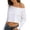 White, variant on Arrival Solid Color Off Shoulder Asymmetrical Long Sleeve Loose Cropped for Casual Blouse Tunic plus Size Women Shirts Women Tunic 3 4 Sleeve Fitness Clothes for Women plus Size