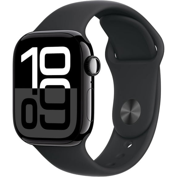 Restored Apple Watch Series 10 GPS 46mm Jet Black Aluminum Case with Black Sport Band - M/L (Refurbished)