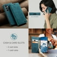 thumbnail image 6 of Compatible With Samsung Galaxy S24 Phone Case Full Coverage Dustproof Shockproof Kickstand Card Pocket Synthetic Leather Solid Color Luxury Lightweight Wallet Case,Blue, 6 of 13