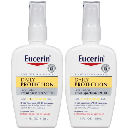 2 Pack EUCERIN Daily Protection FACE LOTION, SPF 30, Sensitive Skin, 4