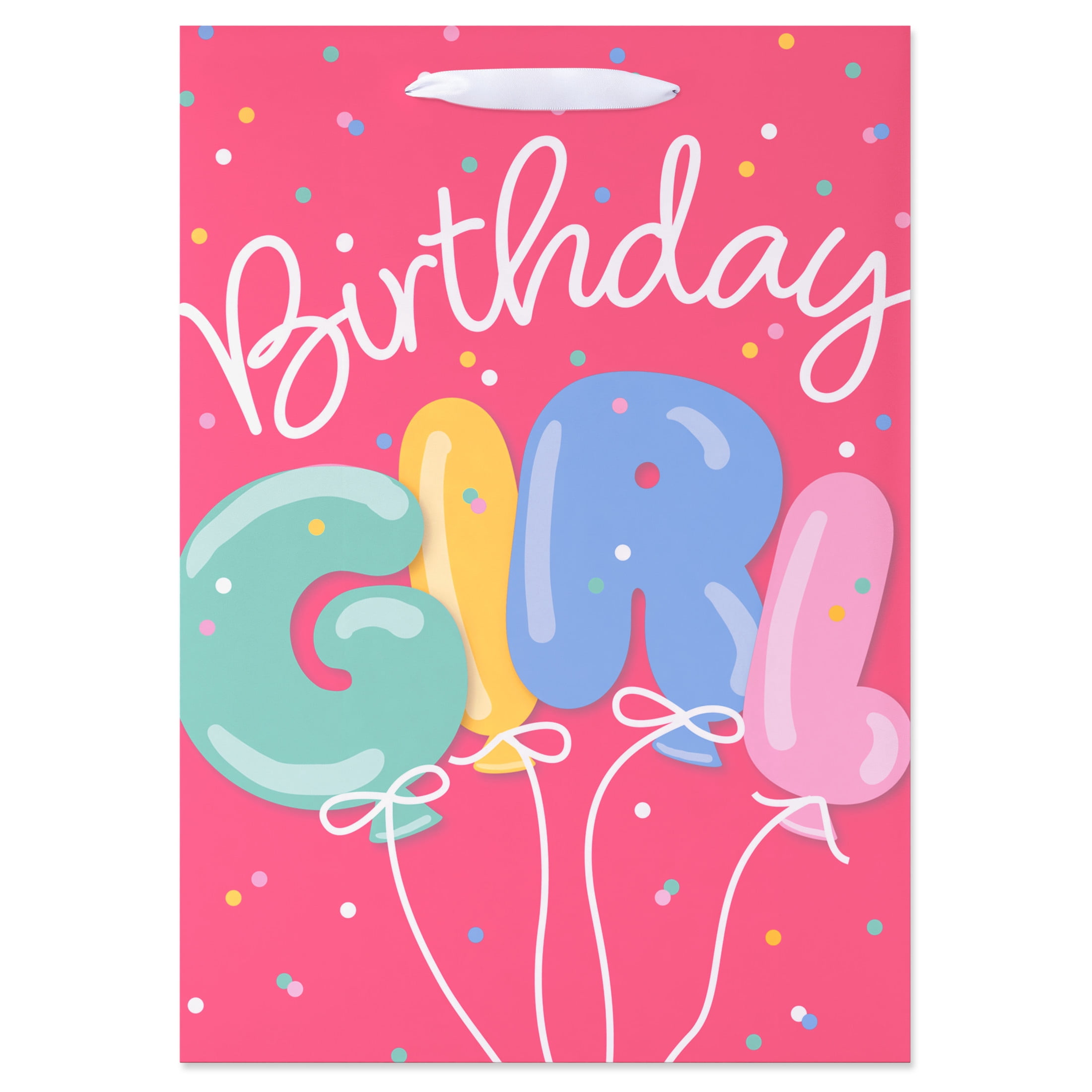 American Greetings 10 in. Medium Pink Birthday Gift Bag for Girl, Pink Balloons (1-Count)
