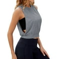 thumbnail image 2 of Delayuji Women's Sleeveless Workout Top Open Side Shirt Athletic Exercise Running Gym Activewear Crop Tank Top Grey, 2 of 7