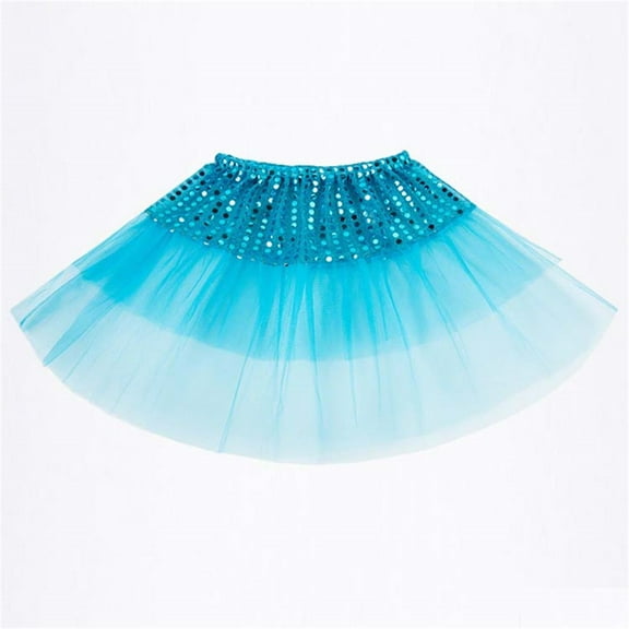 AUNVITO Girls Tutu Skirt Solid Color Sequins Elastic Waist Mesh Panel Dance Performance Skirt Sparkly Stage Elegant