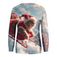 thumbnail image 5 of Women's Fashion Christmas Printed Long Sleeve Loose Round Neck Sweatshirt Top, Holiday Themed Fall Winter Wear with Comfort Fit and Soft Material for Daily Use,Light Blue,S, 5 of 6