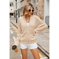 thumbnail image 3 of Pink Queen Chunky Knit Full Zipper Long Sleeves Hoodie Cardigan, Women's S-XL, 3 of 9