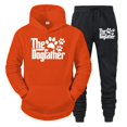 thumbnail image 3 of Sudadera con capucha y pantalón de manga larga con estampado divertido de pata de perro para hombre, conjunto de 2 piezas para amantes de los perros "The Dogfather", 3 of 5